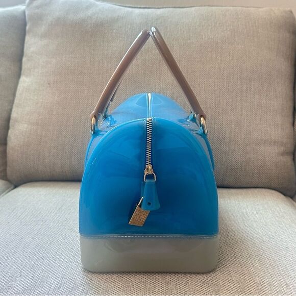 Furla Boston Blue and Gray Jelly Handbag - Picture 5 of 16